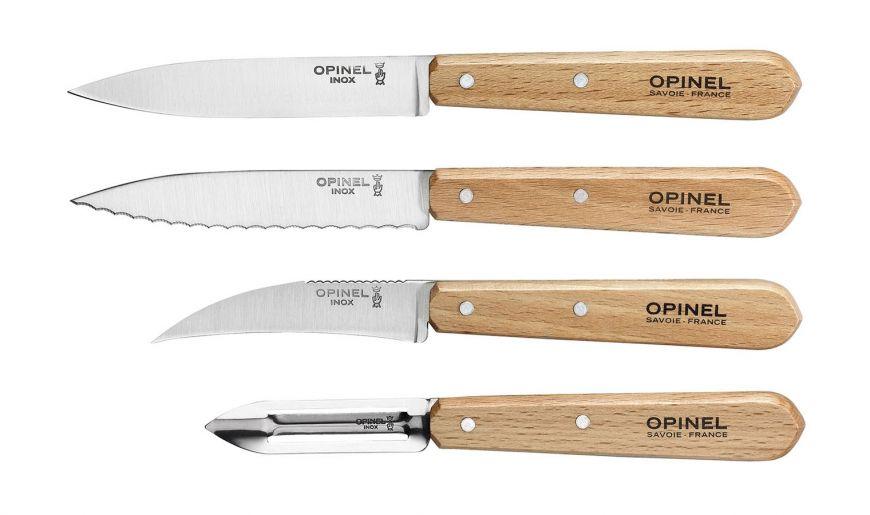 SET "LES ESSENTIELS" BARNIZ NATURAL, MADERA DE HAYA N° 112 CUCHILLO DE COCINAN°113 CUCHILLO DENTADON°114 CUCHILLO PARA VEGETALESN°115 PELADOR (6574674411591)