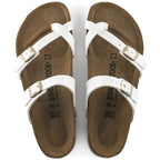 Sandalias Birkenstock Mayari Birko-Flor Patent White, vista cenital del par