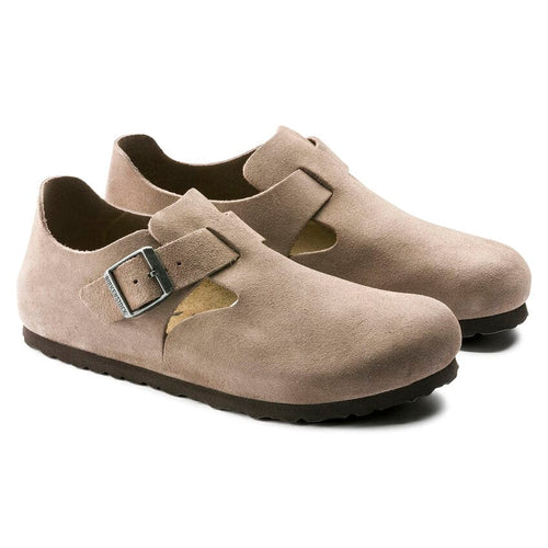 Zapatos Birkenstock London Taupe, par completo en tres cuartos