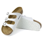 Sandalias Birkenstock Florida Birko-Flor White, par con la suela a la vista