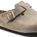 Zuecos Birkenstock Boston Tabacco Brown Soft, detalle del material