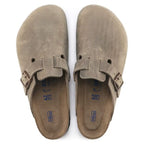 Zuecos Birkenstock Boston Tabacco Brown Soft, vista cenital del par