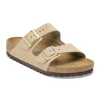 Sandalias Birkenstock Arizona Nobuck Sandcastle Soft, vista principal en tres cuartos, sandalia individual