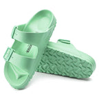 Sandalias Birkenstock Arizona EVA Bold Jade, par en perspectiva, vista de la suela