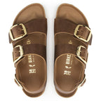 Sandalias Birkenstock Milano Big Buckle Oiled Leather Cognac, vista cenital
