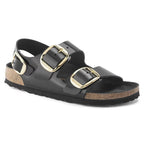 Sandalias Birkenstock Milano Big Buckle Natural Leather Black, perfil lateral (1)