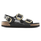 Sandalias Birkenstock Milano Big Buckle Natural Leather Black, perfil lateral (2)