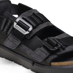 Sandalias Birkenstock Shinjuku Natural Leather/textil Black, detalle del material, hebillas y correas