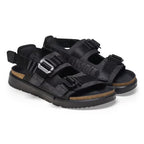 Sandalias Birkenstock Shinjuku Natural Leather/textil Black, par completo en tres cuartos
