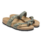 Sandalias Birkenstock Mayari Synthetik Soft Thyme Vegan, par completo en tres cuartos