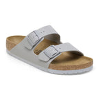 Sandalias Birkenstock Arizona Birko-Flor Saffiano Stone Coin, vista principal en tres cuartos, sandalia individual
