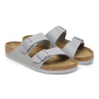 Sandalias Birkenstock Arizona Birko-Flor Saffiano Stone Coin, par completo en tres cuartos