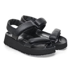 Sandalias Birkenstock Theda Natural Leather Black, par completo en tres cuartos