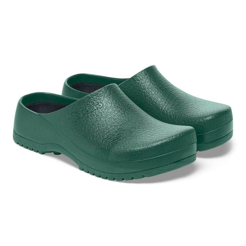 Zuecos Birkenstock Super Birki Fusion Green, par completo en tres cuartos
