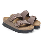 Sandalias Birkenstock Arizona Flex Birkobuc Mocca, par completo en tres cuartos