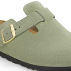 Zuecos Birkenstock Boston Soft Green Tea, detalle del material
