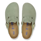 Zuecos Birkenstock Boston Soft Green Tea, vista cenital del par