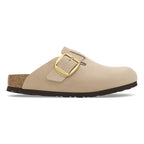 Zuecos Birkenstock Boston Big Buckle Nobuck Sandcastle, perfil lateral