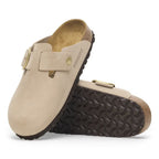 Zuecos Birkenstock Boston Big Buckle Nobuck Sandcastle, detalle de la suela
