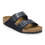 Sandalias Birkenstock Arizona Suede Midnight, vista principal en tres cuartos, sandalia individual