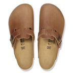 Zuecos Birkenstock Boston Oiled Leather Cognac, vista cenital
