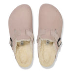Zuecos Birkenstock Boston Teddy Corduroy Pink Clay, vista cenital del par