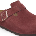 Zuecos Birkenstock Boston Suede Zinfandel, detalle del material