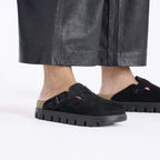 Zuecos Birkenstock Boston Chunky Black, calzado por modelo femenino