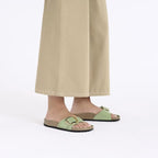 Sandalias Birkenstock Madrid Big Buckle High Shine Green Tea, calzado por modelo femenino