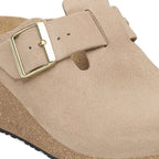 Zuecos Birkenstock Fanny Suede Warm Sand, detalle del material