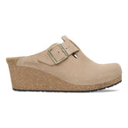 Zuecos Birkenstock Fanny Suede Warm Sand, perfil lateral