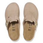 Zuecos Birkenstock Fanny Suede Warm Sand, vista cenital del par
