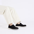 Zapatos Birkenstock Pasadena Gamuza Black, calzado por modelo masculino, cuerpo entero