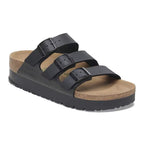 Sandalias Birkenstock Florida Flex Platform Black Vegan, vista principal en tres cuartos, sandalia individual