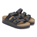 Sandalias Birkenstock Florida Flex Platform Black Vegan, par completo en tres cuartos