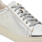 Zapatillas Birkenstock Bend Low Cuero Metallic Silver, detalle del material y cordones