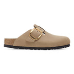 Zuecos Birkenstock Boston Big Buckle Oiled Leather Tabacco Brown, perfil lateral