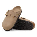 Zuecos Birkenstock Boston Big Buckle Oiled Leather Tabacco Brown, detalle de la suela