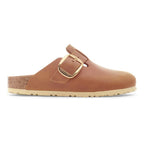 Zuecos Birkenstock Boston Big Buckle Oiled Leather Cognac, perfil lateral