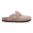 Zuecos Birkenstock Boston Big Buckle Nobuck Faded Purple, perfil lateral