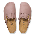Zuecos Birkenstock Boston Big Buckle Nobuck Faded Purple, vista cenital del par