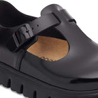 Zapatos Birkenstock Paris Chunky Black, detalle del material, hebilla primer plano