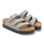 Sandalias Birkenstock Florida Flex Platform Stone Coin Vegan, par completo en tres cuartos
