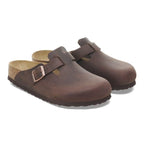 Zuecos Birkenstock Boston Oiled leather Habana  Soft, par completo en tres cuartos