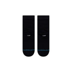 Calcetines Stance Logoman ST Quarter Black, vista trasera del par de calcetines, detalle de talla