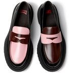 Zapatos Camper Twins Negro/Burdeo/Rosa, vista cenital del par