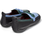 Ballerinas Camper Twins Negro/Azul/Celeste, vista trasera en tres cuartos