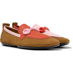 Ballerinas Camper Twins Rojo/Marrón/Rosa, vista frontal en tres cuartos