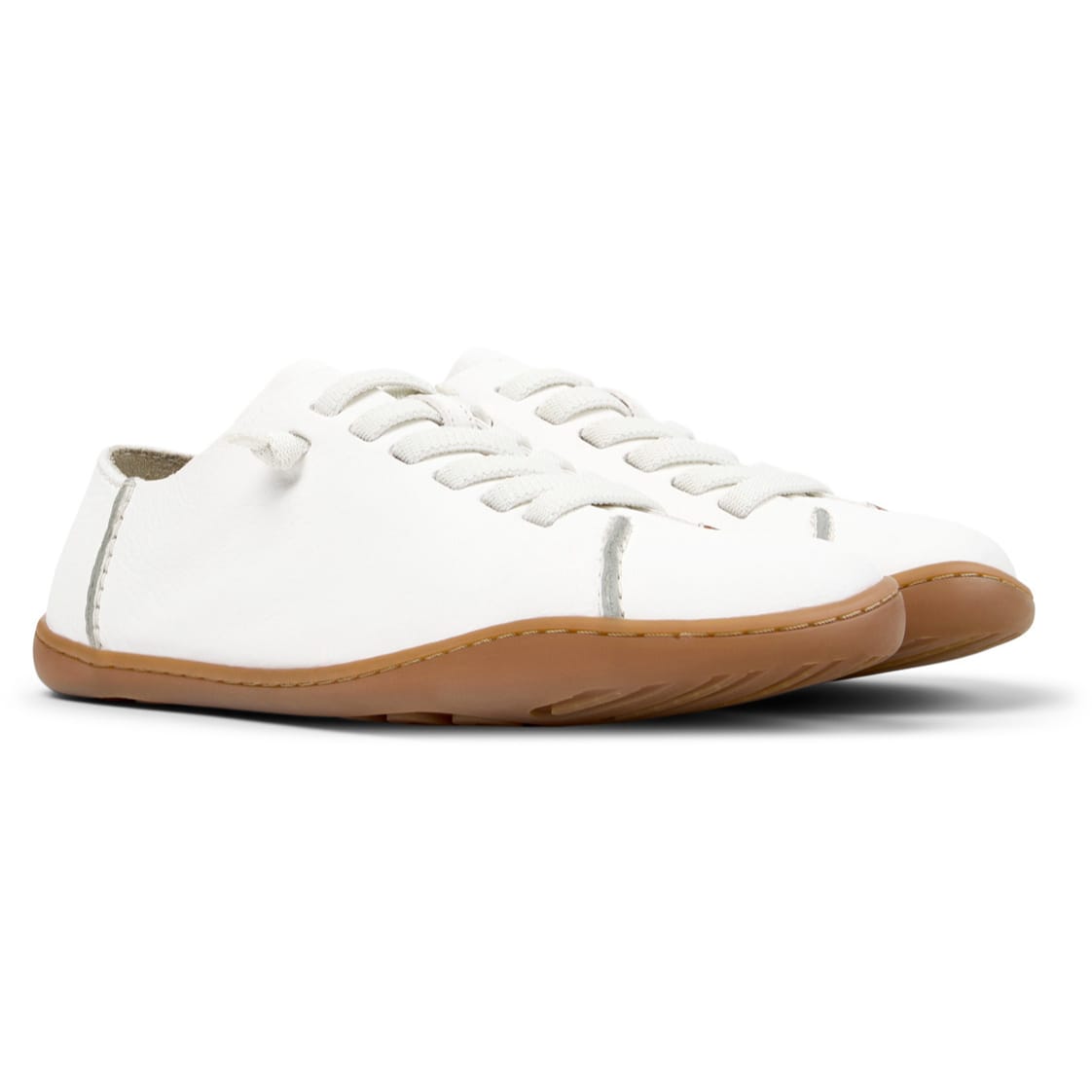 Zapatos Camper Twins Blanco Marrón Mujer vista frontal