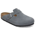 Zuecos Birkenstock Boston Gamuza Basalt Gray, vista principal, zapato individual en tres cuartos